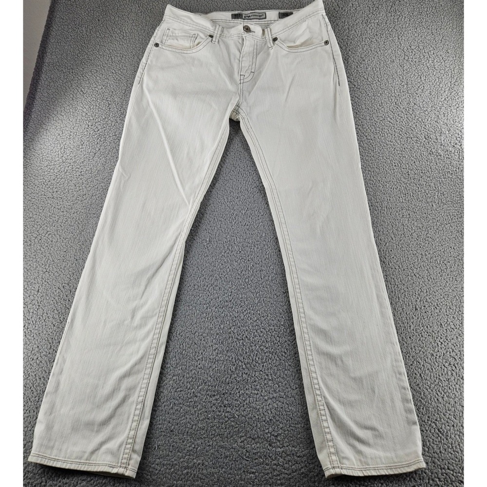 BKE Buckle Jeans Mens 33 Long White Aiden Straight Stretch Denim Casual Pants